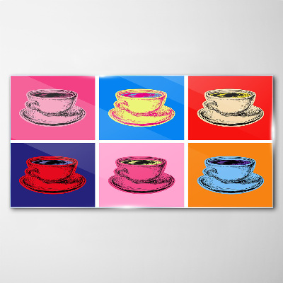 Foto auf glas Bunte Tassen auf dem Hintergrund