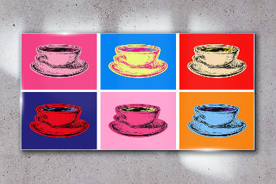 Foto auf glas Bunte Tassen auf dem Hintergrund