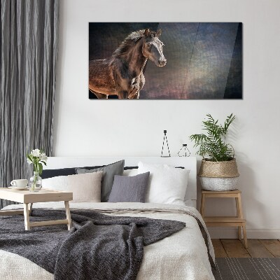 Glas bild Porträt eines Pferdes auf abstraktem Hintergrund