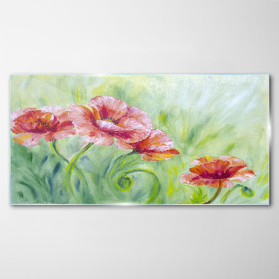Glasbild Blumenlandschaft in Pastelltönen