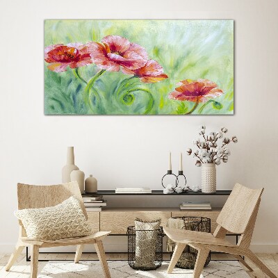 Glasbild Blumenlandschaft in Pastelltönen