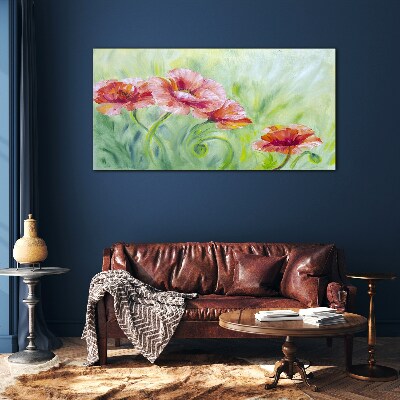 Glasbild Blumenlandschaft in Pastelltönen