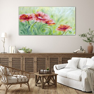 Glasbild Blumenlandschaft in Pastelltönen