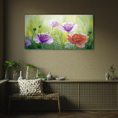 Glasbild Blumengarten in Pastellfarben