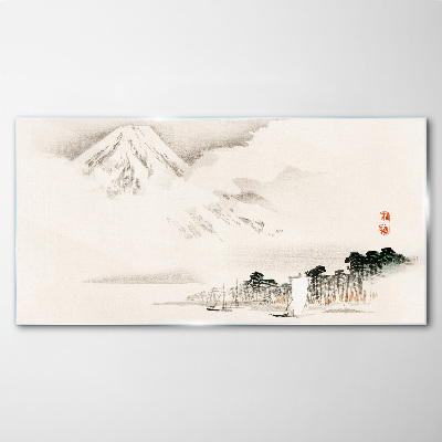 Glasbild Die Ruhe einer Berglandschaft