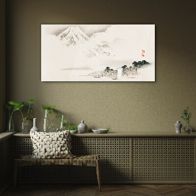 Glasbild Die Ruhe einer Berglandschaft