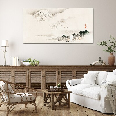 Glasbild Die Ruhe einer Berglandschaft