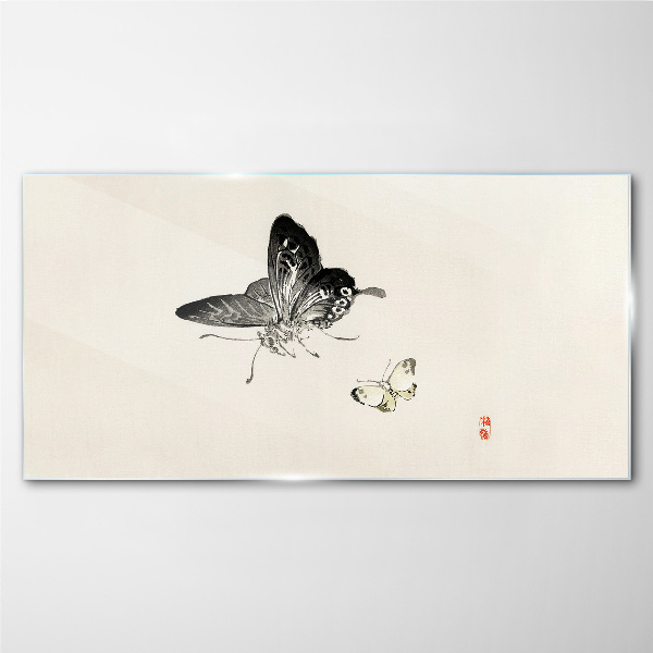 Glasbild Schmetterlinge in zarter Harmonie