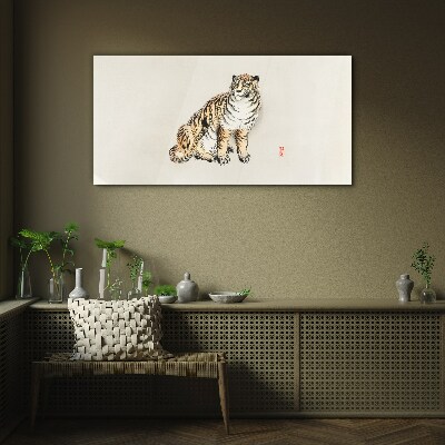 Glasbild Tiger vor klarem Himmel