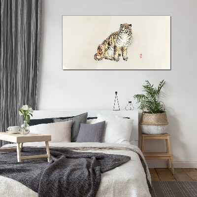 Glasbild Tiger vor klarem Himmel