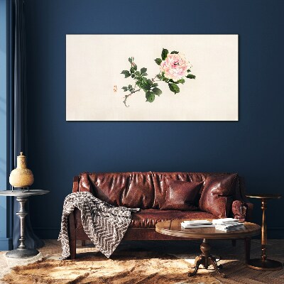 Glasbild Pfingstrose Blume auf einem hellen Hintergrund