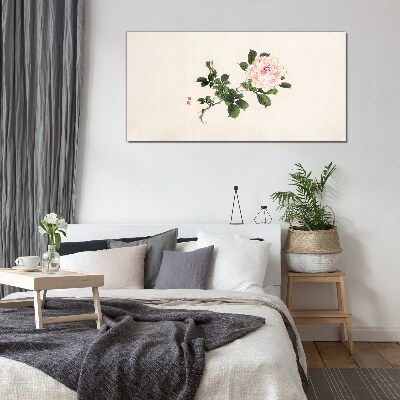 Glasbild Pfingstrose Blume auf einem hellen Hintergrund