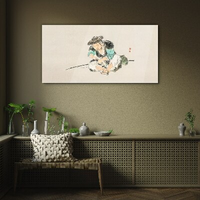 Glasbild Kindheit mit einer Katze