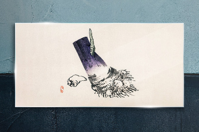 Glasbild Eine Hand mit einem Pinsel und einer Muschel