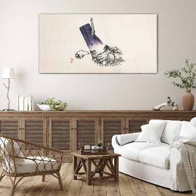 Glasbild Eine Hand mit einem Pinsel und einer Muschel