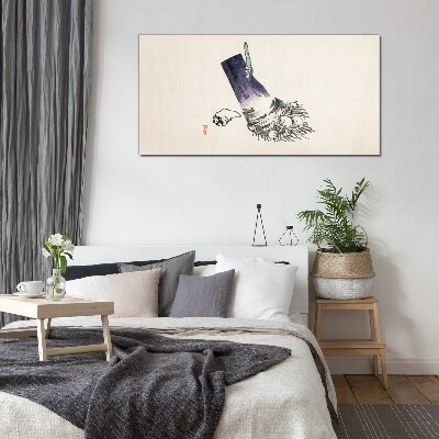 Glasbild Eine Hand mit einem Pinsel und einer Muschel