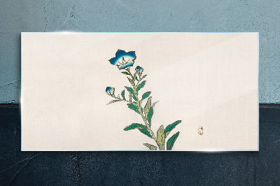 Glasbild Blaue Blume auf hellem Hintergrund