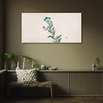 Glasbild Blaue Blume auf hellem Hintergrund