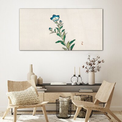 Glasbild Blaue Blume auf hellem Hintergrund