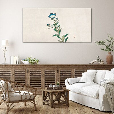Glasbild Blaue Blume auf hellem Hintergrund