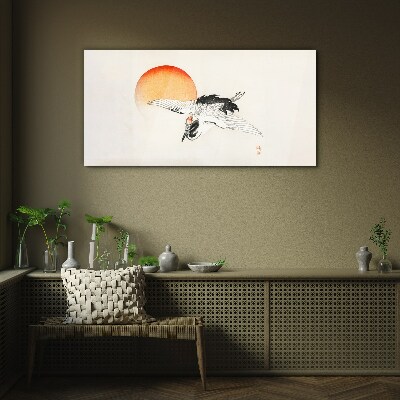 Bild auf glas Golden Dawn mit Kranich