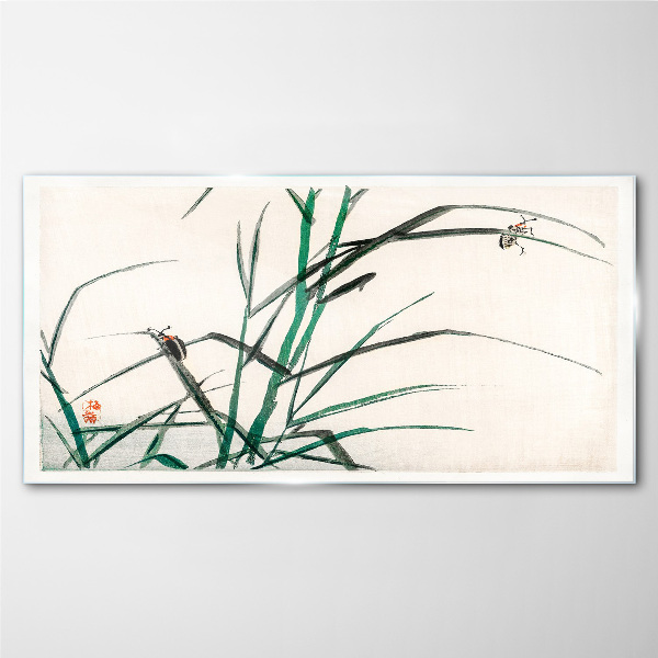 Glasbild Gräser und Insekten im Einklang
