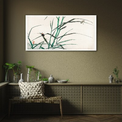 Glasbild Gräser und Insekten im Einklang