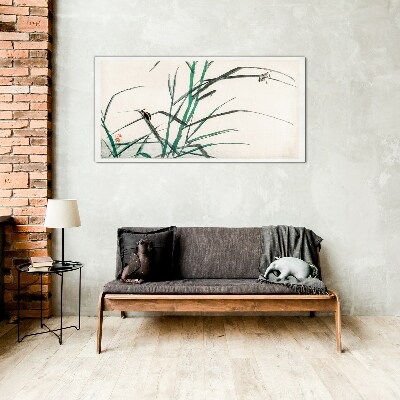 Glasbild Gräser und Insekten im Einklang