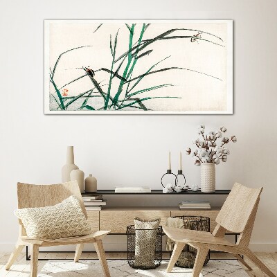 Glasbild Gräser und Insekten im Einklang