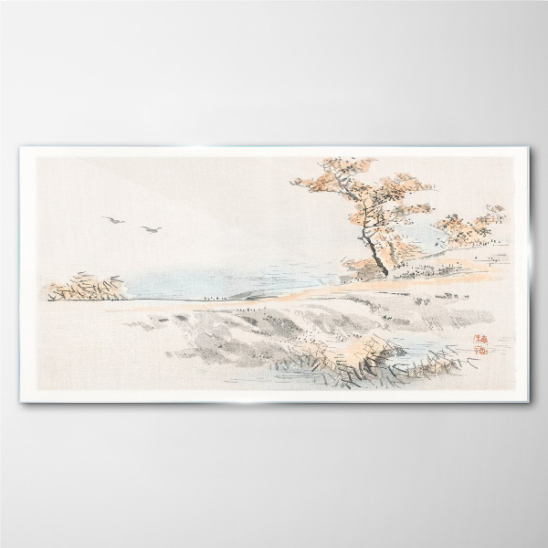 Bild auf glas drucken Eine friedliche Landschaft am Wasser