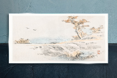 Bild auf glas drucken Eine friedliche Landschaft am Wasser