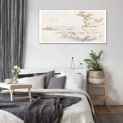 Bild auf glas drucken Eine friedliche Landschaft am Wasser