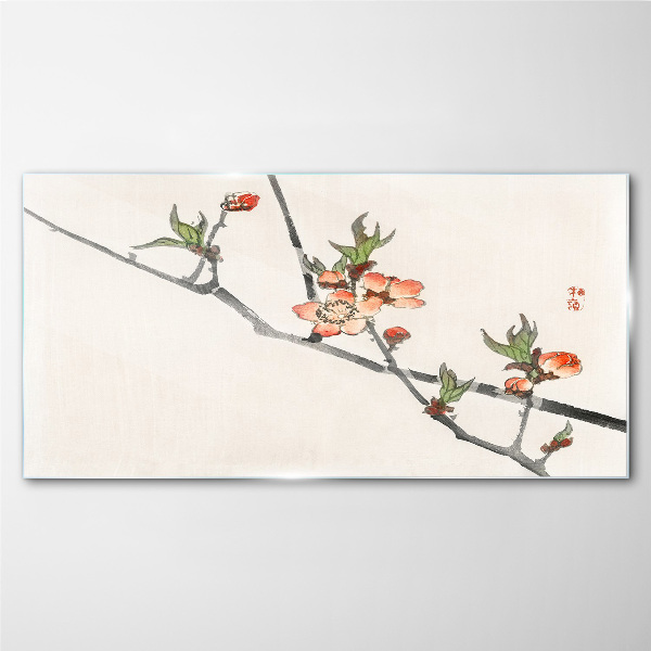 Glasbild Blumenzweige in zartem Stil