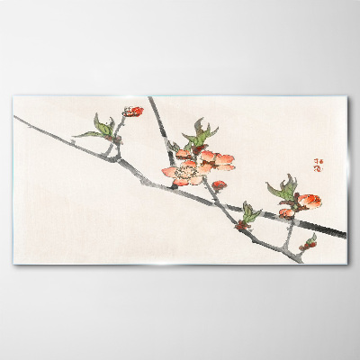 Glasbild Blumenzweige in zartem Stil