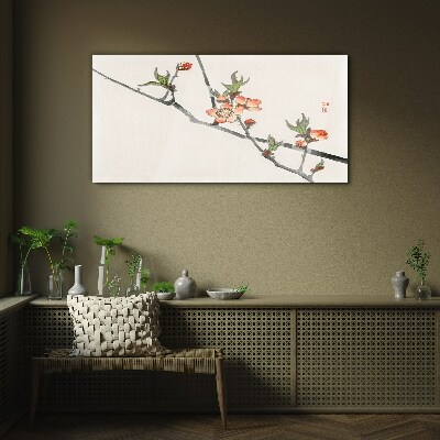 Glasbild Blumenzweige in zartem Stil