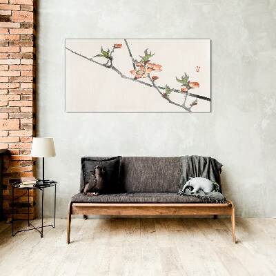 Glasbild Blumenzweige in zartem Stil