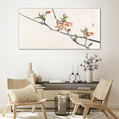 Glasbild Blumenzweige in zartem Stil