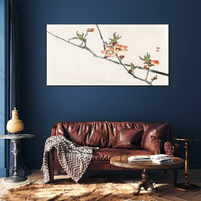 Glasbild Blumenzweige in zartem Stil