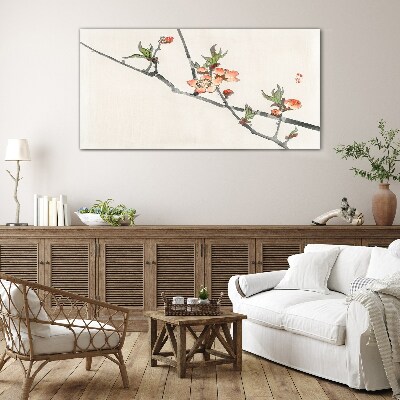 Glasbild Blumenzweige in zartem Stil