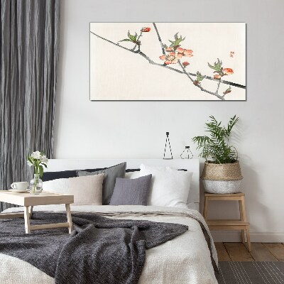 Glasbild Blumenzweige in zartem Stil