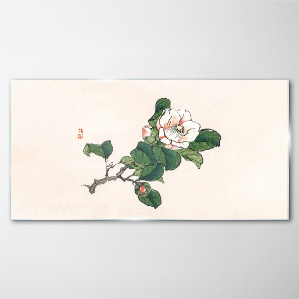 Glasbild Magnolienblüte auf einem Zweig