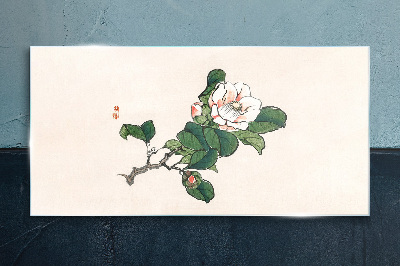 Glasbild Magnolienblüte auf einem Zweig