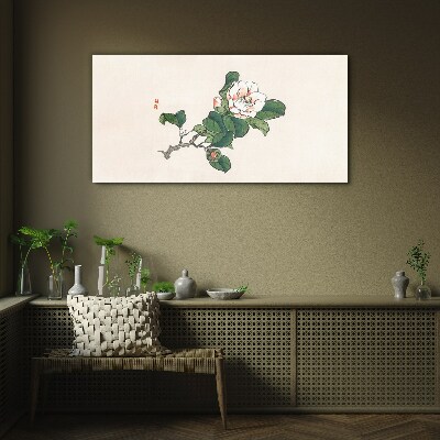 Glasbild Magnolienblüte auf einem Zweig