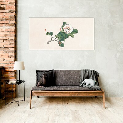 Glasbild Magnolienblüte auf einem Zweig