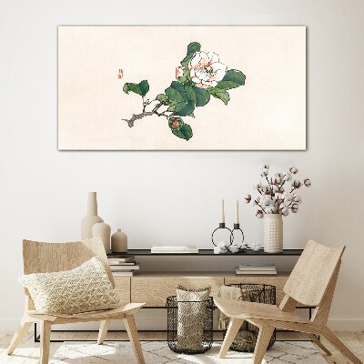 Glasbild Magnolienblüte auf einem Zweig