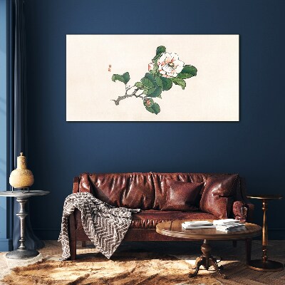 Glasbild Magnolienblüte auf einem Zweig