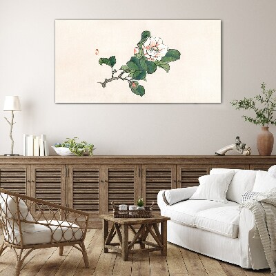 Glasbild Magnolienblüte auf einem Zweig
