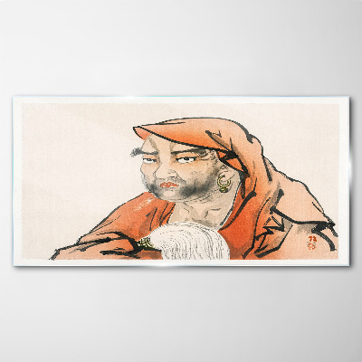 Glasbild Porträt einer Frau in traditioneller Tracht