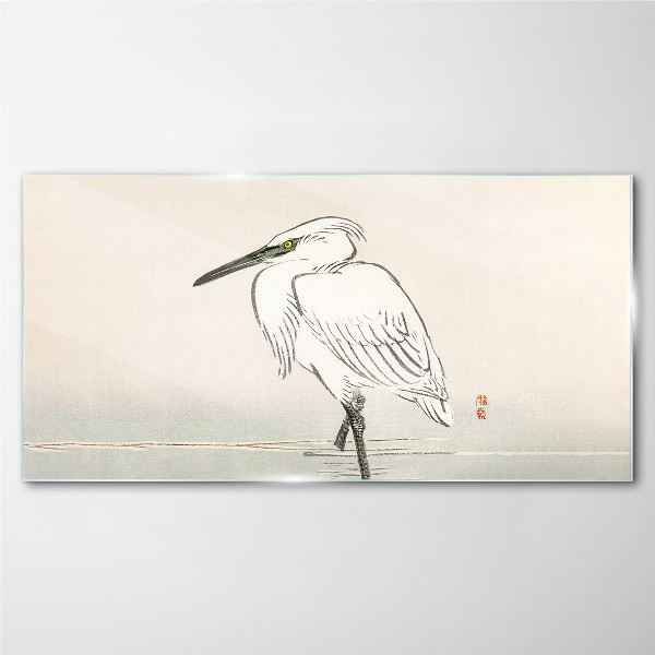 Glasbild Weißer Reiher im Nebel