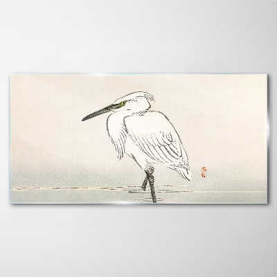 Glasbild Weißer Reiher im Nebel